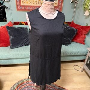Bryn Walker Black sleeveless Tencel Tunic Lagenlook Tunic Tank Top Small
